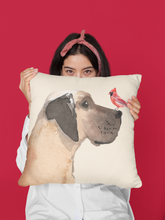 Load image into Gallery viewer, Great Dane Gifts for Christmas, Dog Decor for the Holidays, Cardinal Holiday Pillow, Pet Loss Gift