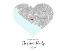 Load image into Gallery viewer, Map Print Special Places in Hearts, Map of Homes Custom Areas, Choose 1-5 Hearts/Maps