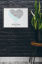 Load image into Gallery viewer, Map Print Special Places in Hearts, Map of Homes Custom Areas, Choose 1-5 Hearts/Maps