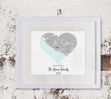 Load image into Gallery viewer, Map Print Special Places in Hearts, Map of Homes Custom Areas, Choose 1-5 Hearts/Maps