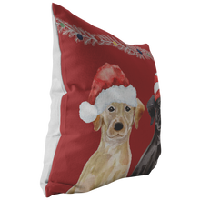Load image into Gallery viewer, Black Yellow Lab Christmas Gift | Holiday Throw Pillow | Gift for Labrador Retriever Owners