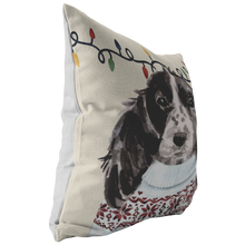 Load image into Gallery viewer, Cocker Spaniel Christmas Pillow | Christmas Sweater Pillow | Custom Dog Pillow