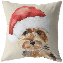 Load image into Gallery viewer, Yorkie Christmas Hat Pillow | Gift for Yorkshire Terrier Owners | Pet Memorial Gift