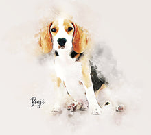 Load image into Gallery viewer, Custom Pet Portrait, Pen and Watercolor Style Portrait of your Dog or Cat, Pet Memorial Gift