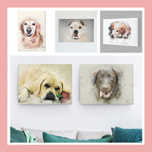 Load image into Gallery viewer, Pet Portrait Print on Canvas, Pet Loss Gift, Dog Portrait for Pet Owner, Cat Mom Dog Dad Gift