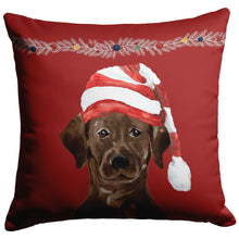 Load image into Gallery viewer, Cholcolate Lab Gifts, Christmas Dog Pillow, Brown Lab Owners Gift