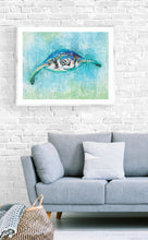 Load image into Gallery viewer, Sea Turtle Wall Art Print, Ocean inspired Art, Nursery Room Decor, Beach House Art and Decor, Tropical Wall Art