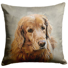 Load image into Gallery viewer, Custom Golden Retriever Portrait Pillow for Golden Treasures Rescue