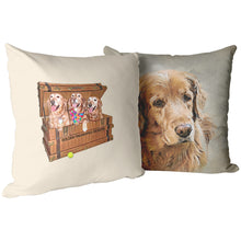 Load image into Gallery viewer, Custom Golden Retriever Portrait Pillow for Golden Treasures Rescue