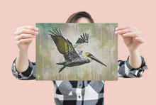 Load image into Gallery viewer, Pelican Flying Wall Art Print, Decor for Beach House, Water Inspired Print, Ocean Life Art Print, Water Bird Art