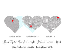 Load image into Gallery viewer, Map Print Special Places in Hearts, Map of Homes Custom Areas, Choose 1-5 Hearts/Maps