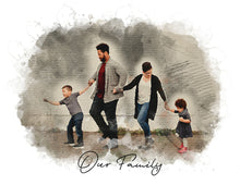 Load image into Gallery viewer, Custom Family Portrait Print | Watercolor Painting of your Family | Family Illustration