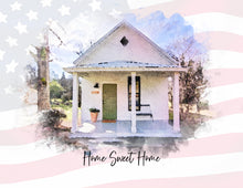 Load image into Gallery viewer, Home Portrait Print, Patriotic Print 4th July Gift idea, July 4th Decorating Home Decor, Housewarming Present, Realtor Closing Gift