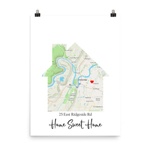 Our First Home, Custom Map Print, New Homeowner Gift Idea, Realtor Closing Gift
