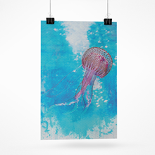 Load image into Gallery viewer, Ocean inspired Wall Art, Nursery Room Decor, Beach House Art and Decor, Tropical Wall Art, Jellyfish Print, Bathroom Decor
