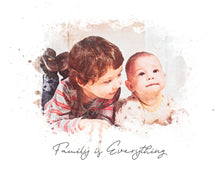 Load image into Gallery viewer, Family Portrait Watercolor Style Print on Canvas | Grandparent Gift | 1st Anniversary Present