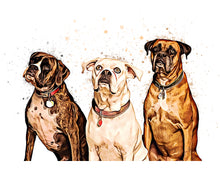 Load image into Gallery viewer, Custom Pet Portrait, Pen and Watercolor Style Portrait of your Dog or Cat, Pet Memorial Gift