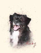 Load image into Gallery viewer, Watercolor Pet Portrait, Portrait of your Dog or Cat, Pet Memorial Gift, Custom Portrait from Photo