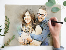 Load image into Gallery viewer, Family Portrait from Photo, Watercolor Painting of your Family, Family Illustration Print