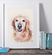 Load image into Gallery viewer, Watercolor Pet Portrait, Portrait of your Dog or Cat, Pet Memorial Gift, Custom Portrait from Photo