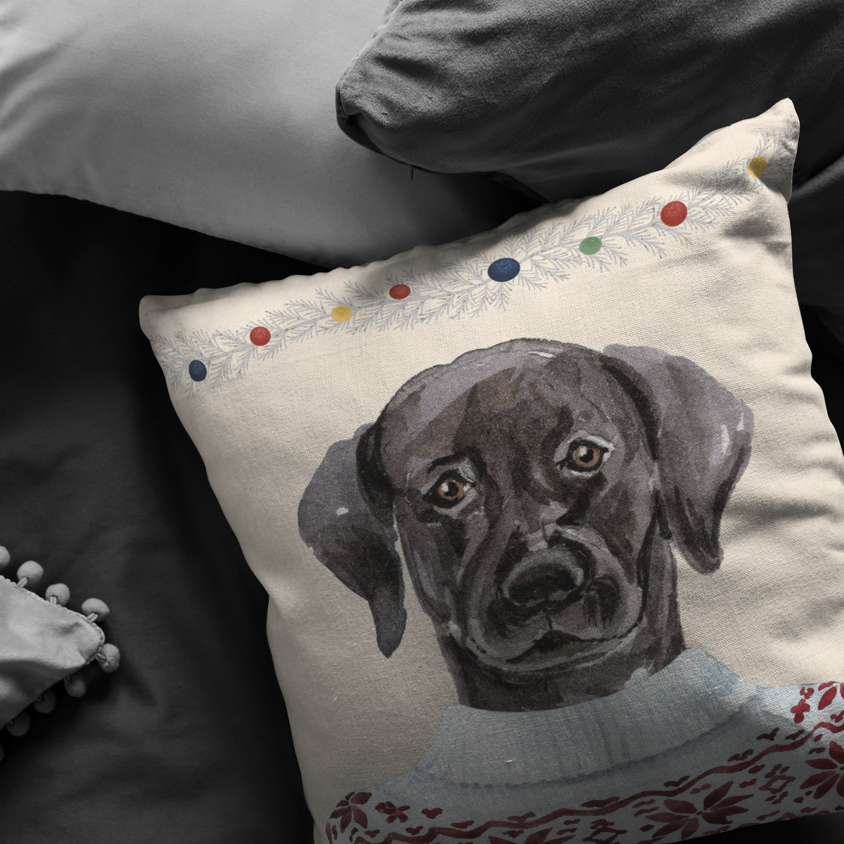 Black labrador pillow sale