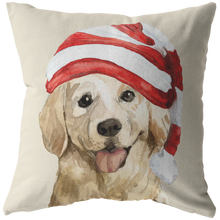 Load image into Gallery viewer, Golden Retriever Christmas Pillow | Xmas Decorative Throw Pillow | 3Pet Portrait Decor