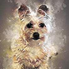 Load image into Gallery viewer, Custom Pet Portrait, Pen and Watercolor Style Portrait of your Dog or Cat, Pet Memorial Gift