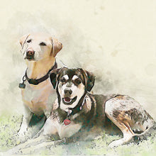 Load image into Gallery viewer, Custom Pet Portrait, Pen and Watercolor Style Portrait of your Dog or Cat, Pet Memorial Gift