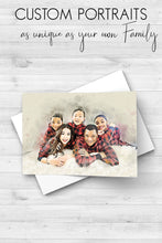 Load image into Gallery viewer, Family Portrait from Photo, Watercolor Painting of your Family, Family Illustration Print