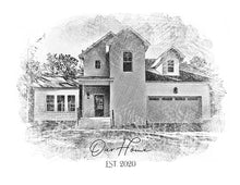 Load image into Gallery viewer, Custom House Portrait, First Time Home Buyer Gift, House Drawing, Housewarming Gift for Best Friend