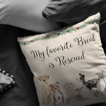 Load image into Gallery viewer, Rescue Dog Gift | Christmas Pillow for Dog Lovers | Adopt Don't Shop Decor