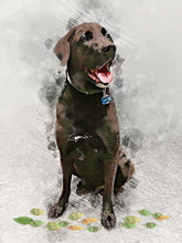 Load image into Gallery viewer, Custom Pet Portrait, Pen and Watercolor Style Portrait of your Dog or Cat, Pet Memorial Gift