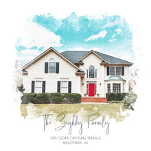 Load image into Gallery viewer, Custom Home Portrait, Realtor Closing Gift, Painting from Photo, Watercolor House