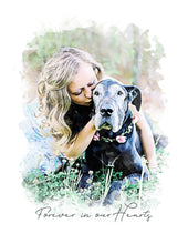 Load image into Gallery viewer, Custom Pet Portrait, Pen and Watercolor Style Portrait of your Dog or Cat, Pet Memorial Gift
