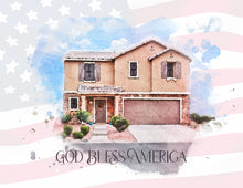 Load image into Gallery viewer, Home Portrait Print, Patriotic Print 4th July Gift idea, July 4th Decorating Home Decor, Housewarming Present, Realtor Closing Gift