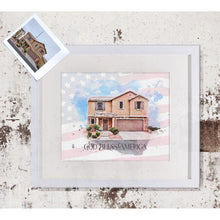 Load image into Gallery viewer, Home Portrait Print, Patriotic Print 4th July Gift idea, July 4th Decorating Home Decor, Housewarming Present, Realtor Closing Gift