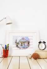 Load image into Gallery viewer, Home Portrait Print, Patriotic Print 4th July Gift idea, July 4th Decorating Home Decor, Housewarming Present, Realtor Closing Gift