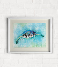 Load image into Gallery viewer, Sea Turtle Wall Art Print, Ocean inspired Art, Nursery Room Decor, Beach House Art and Decor, Tropical Wall Art