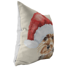 Load image into Gallery viewer, Yorkie Christmas Hat Pillow | Gift for Yorkshire Terrier Owners | Pet Memorial Gift