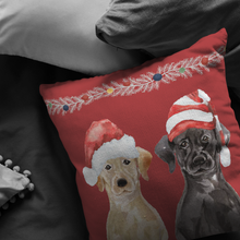 Load image into Gallery viewer, Black Yellow Lab Christmas Gift | Holiday Throw Pillow | Gift for Labrador Retriever Owners
