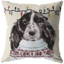 Load image into Gallery viewer, Cocker Spaniel Christmas Pillow | Christmas Sweater Pillow | Custom Dog Pillow