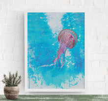 Load image into Gallery viewer, Ocean inspired Wall Art, Nursery Room Decor, Beach House Art and Decor, Tropical Wall Art, Jellyfish Print, Bathroom Decor