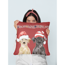 Load image into Gallery viewer, Black Yellow Lab Christmas Gift | Holiday Throw Pillow | Gift for Labrador Retriever Owners
