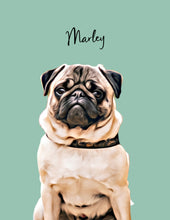 Load image into Gallery viewer, Modern style Pet Portrait, Portrait of your Dog or Cat, Pet Memorial Gift, Simple Custom Portrait from Photo
