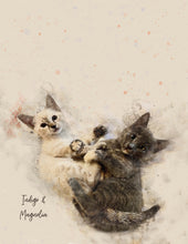 Load image into Gallery viewer, Custom Pet Portrait, Pen and Watercolor Style Portrait of your Dog or Cat, Pet Memorial Gift