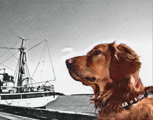 Load image into Gallery viewer, Pet Portrait Sketch, Portrait of your Dog or Cat, Pet Memorial Gift, Custom Portrait from Photo, Cross hatch Pen Portrait