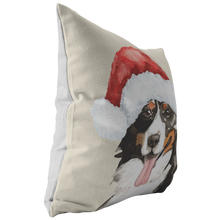 Load image into Gallery viewer, Bernese Mountain Dog Holiday Pillow, Christmas Throw Cushion, Berner Mom & Dad Gift, Pet Portrait Pillow