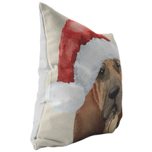 Load image into Gallery viewer, Blood Hound Christmas Pillow | Peekaboo Dog Pillow | Hound Dog Owner Gift
