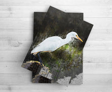 Load image into Gallery viewer, White Heron Wall Art Print, Decor for Beach House, Water Inspired Print, Ocean Life Art Print, Water Bird Art