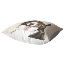 Load image into Gallery viewer, Bernese Mountain Dog Holiday Pillow, Christmas Throw Cushion, Berner Mom & Dad Gift, Pet Portrait Pillow